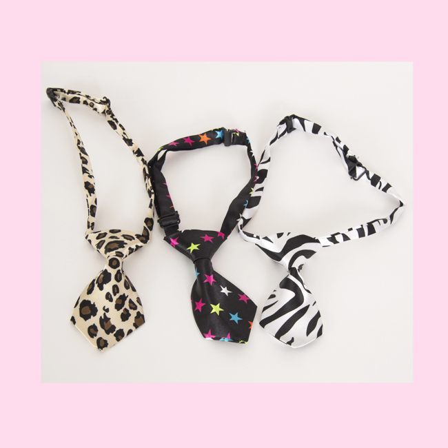 Leopard, Starry and Zebra print ties for your Dog!