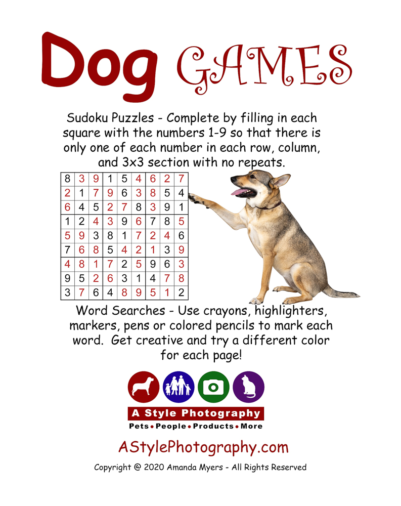 Dog Games - Sudoku Puzzles - Word Searches
