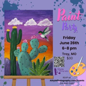 Hummingbird Desert Cactus Paint Party in Troy, Missouri