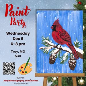 Christmas Cardinal Paint Party Troy, MO